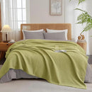 PHF Ultra Soft Waffle Weave Blanket King Size 104"x 90"- Washed Lightweight Breathable Cozy Woven Blanket for Bed - Aesthetic Decor for Couch Bedding Sofa Home Car - Olive Green by CozyNest Decor