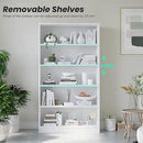 Bookshelf, Open Modern Bookshelf, 5 Shelf Bookcase with Freestanding Display Storage, Wooden Book Shelf for Bedroom, Living Room, Dinning Room, Office, 60 Inch, White by CozyNest Decor