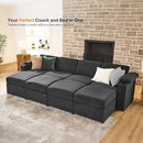 Modular Sectional Sofa Couches for Living Room Velvet Cloud Couch Oversized U Shaped Sectional Couch Convertible Sleeper Sofa Chaise Padded Armrests Cup Holder (Grey, 8 Seats) by CozyNest Decor