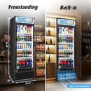 Commercial Beverage Refrigerator, 24 Inch Beverage Fridge, 15 Cu. Ft. Drink Fridge, Display Refrigerator Glass Door, Commercial Display Fridge with Customizable Light Box for Shops, Restaurants, Bars by CozyNest Decor
