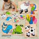 MAGIFIRE Wooden Puzzles for Toddlers 1-3 - 6-Pack Multicolor Cartoon Animal Puzzle Set - Large Easy-Grip Pieces for Small Hands with Storage Bag and Box by TinyTreasures Baby Boutique