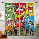 Superhero City Wars Explosion Rod Pocket Blackout Curtains for Boy Girl Bedroom, Colorful Comics Ar Thermal Insulated Home Window Drapes for Living Room Darkening, 42x45 inch by TinyTreasures Baby Boutique
