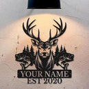 Personalized Custom Forest Deer and Fish Wall Decor, Metal Signs, Black Metal Wall Art, Custom Name Signs for Dad's Shed, Camping and Hunting Decor by CozyNest Decor