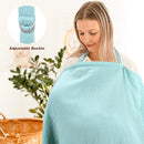 Muslin Nursing Cover for Breastfeeding, Privacy Breathable Breastfeeding Cover with Arch Neckline for Mom, 100% Cotton Nursing Apron, Floral and Light Green by TinyTreasures Baby Boutique