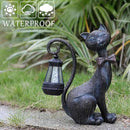 Whimsical Outdoor Cat Statues with Solar Garden Lantern:Cat Garden Statues for Outside Decor Clearance,Outdoor Figurine for Yard Art Lawn Ornaments Patio Balcony Home House - Valentines Birthday Gifts by GreenHaven Gardens