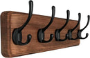 SKOLOO Rustic Wall Mounted Coat Rack with 16 Inch Mounting Hole Distance, Pine Solid Wood Coat Hook Hanger - 5 Hooks for Hanging Clothes Robes Towels Coats by CozyNest Decor