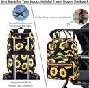 Diaper Backpack Tote Large Capacity, Baby Bag with Insulated Pockets Multifunctional Diaper Bags For Baby Girl Boy Women Waterproof Bags Mama Maternity Bag Sunflower by TinyTreasures Baby Boutique