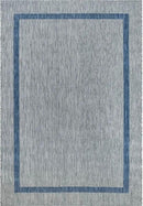 Bordered Outdoor Rug 6x9 Washable Outside Carpet for Indoor Patio Porch Waterproof Easy Cleaning Non Shedding Area Rugs Silver Gray - Blue 6 x 9 by CozyNest Decor