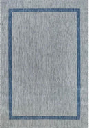 Bordered Outdoor Rug 10x14 Washable Outside Carpet for Indoor Patio Porch Waterproof Easy Cleaning Non Shedding Area Rugs Silver Gray - Blue 10 x 14 by CozyNest Decor