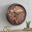 CLXEAST 24 Inch Large Wall Clock with Moving Gears, Industrial Clocks with World Map Dial, Oversized Cool Wall Clock for Living Room Decor,Oil Rubbed Bronze Brown by CozyNest Decor