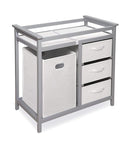 Badger Basket Modern Baby Changing Table - Portable Diaper Station with 3 Drawers Pad & Hamper - Storage Organizer for Baby Diapers & Toys - Gray/White by TinyTreasures Baby Boutique