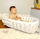 Mink Inflatable Baby Bathtub with Built-in Air Pump, Newborn to Toddler Bath Tub,Portable Travel Shower Basin with Back Support, Deflates and Folds Easily (Olive Bath) by TinyTreasures Baby Boutique