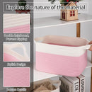 OIAHOMY 3 Pack Storage Basket for Organizing, 13''X9.85''X8.7'' Woven Storage Bins with Handles, toy organizers,Stylish Room Decor, Pink & white by TinyTreasures Baby Boutique