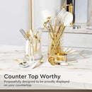 White and Gold Kitchen Utensils Set - 23-Piece Gold Kitchen Accessories Include Measuring Cups and Spoons Set, Silicone Utensils, and Utensil Holder for Baking, Cooking, and Stylish Kitchen Decor by CozyNest Decor