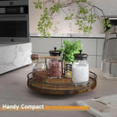 Farmhouse Oak 10" Lazy Susan Turntable Organizer for Cabinet, Round Wooden Lazy Susan Organization and Storage for Dining Table, Pantry, Kitchen, Countertop, Cupboard,Home Decor, Walnut Wood by CozyNest Decor