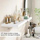 Fun Memories Floating Shelves - 2 Pack 12 Inch Deep Rustic Wooden Wall Shelves - Extra Deeper & Thicker Wall Mounted Storage Shelf for Living Room, Kitchen, Farmhouse - 24" W x 12" D x 1.5" H - White by CozyNest Decor