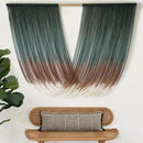 Macrame Wall Hanging Dip-Dye Green Boho Wall Decor Chic Fiber Yarn Wall Art Craftsmanship Bedroom Livingroom Nursery Apartment Home Decor 57" W x 35" L by CozyNest Decor