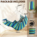 Chihee Hammock Chair Hanging Chair with Foot Rest 2 Cushions Max 500lbs Robust Metal Spreader Bar Collapsible Easy Storage Soft Cotton Swing Chair Strong Strap Iron Carabiner Side Pocket Included by GreenHaven Gardens