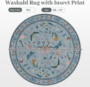 6ft Washable Round Rug - Bug Rugs for Living Room Non-Slip Low Pile Soft Ultra-Thin Machine Washable Circle Carpet for Bedroom, Entryway, Nursery, Kitchen, Home Office (6' Round Blue) by TinyTreasures Baby Boutique