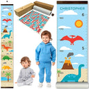 WISE OWL Personalized Growth Chart for Kids - Height Wall Chart for Boys with Peel & Stick Letters for Name - Hanging Canvas Wall Measurement Height Tracker for Baby Gift (Dinosaurs) by TinyTreasures Baby Boutique
