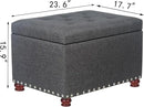 Joveco Storage Ottoman Linen Tufted Bench with Rivet, Rectangular Footrest Stool Coffee Table Seat for Living Room Bedroom, Grey by CozyNest Decor