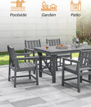 7 Pieces HDPE Outdoor Dining Set, Patio Dining Set with Umbrella Hole, All Weather Outdoor Dining Table Sets for 6, HDPE Patio Furniture Sets for Deck, Backyard, Lawn, and Poolside, Smoke Gray by CozyNest Decor