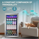 Beverage Refrigerator Cooler, 128 Cans Mini Fridge Glass Door for Drink Beer Soda Wine, 3.2 Cu.Ft Small Fridge for Kitchen Bedroom Office Bar, with 4 Adjustable Removable Shelves, Stainless Steel by CozyNest Decor