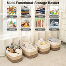 Storage Baskets for Organizing & Shelves, Woven Cotton Rope Organization Bins for Dog Toys, Clothes, Books, Nursery Organizer, 15"Lx11"Wx9.5"H, (4 Packs) Gradient Brown by CozyNest Decor