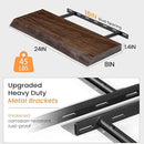 Fun Memories Floating Shelves for Wall, 24 Inhc Floating Shelves Wall Mounted, Rustic Live Edge Elm Wood Shelf, Heavy-Duty Storage Shelves for Books, Bathroom, Kitchen, Walnut Finish, Set of 2 by CozyNest Decor