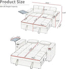 66" Multi-Functional Pull-Out Sofa Bed with Hidden Side Table, Storage Armrests, Built-in Charging Port, Spring Mattress, Solid Wood Frame – Ideal for Small Spaces, Easy Assembly by CozyNest Decor