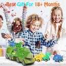 Veslier Dinosaur Car Toy for 3 4 5 Years Old Boys, Friction Power Carrier Truck with 4 Pack Small Pull Back Dino Car, Christmas Birthday Gift for 3+ Boy Girl Kids Toddlers by TinyTreasures Baby Boutique