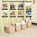 Small Storage Baskets for Shelves Organizing, Woven Cotton Rope Baskets for Storage, Book Basket, Decorative Shelf Basket, 12.5"Lx9.1''Wx7.9''H (4 Packs) Brown by CozyNest Decor