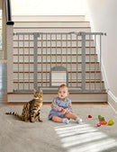 Babelio 29-48" Extra Wide Baby Gate with Adjustable Cat Door,Easy Install Pressure/Hardware Mounted,Auto Close Pet door for Stairs,House,Doorways,Effortless Walk Thru,Gray by TinyTreasures Baby Boutique