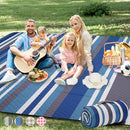 Picnic Blankets Outdoor Extra Large - 80"x80" Waterproof Beach Blanket, Machine Washable 3-Layer Foldable Park Mat with Sandproof Backing for Grass, Hiking, Travel, Concerts, Indoor (BlueStrip) by TinyTreasures Baby Boutique