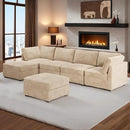 HOOOWOOO Modular Sectional Sofa,6 Pieces Sectional Couches for Living Room,131X66 L Shaped Cloud Couch with Ottoman Chaise Set(Beige Velvet Corduroy) by CozyNest Decor
