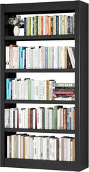Metal Bookshelf Adjustable - 61" Tall Black Bookcase, 5 Tier Book Shelf, Tooless Assembly Book Case, Modern Bookshelves and Bookcases for Home Office, Living Room, Bedroom, Library by CozyNest Decor