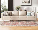 118.5" Faux Leather Modular Sectional Sofa with Storage Seat, Oversized 4 Seater Couch Deep Seat with Removable Cover Whitesand by CozyNest Decor