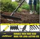 Jardineer Bow Rake Heavy Duty, Long Handle Metal Rakes for Gravel, Rocks, Lawns Leaves, Soil Leveling, Landscaping, Garden Rake with 18 Steel Tines (59 Inches) by GreenHaven Gardens