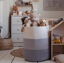 OrganiHaus Gray Nursery Laundry Basket 15x18 | Farmhouse Hamper Basket | Extra Large Storage Basket | Blanket Basket for Living Room | Baby Laundry Hamper | Toy Basket for Kids | Soft Pillow Basket by TinyTreasures Baby Boutique