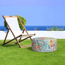 LVTXIII Indoor/Outdoor Inflatable Ottoman, All Weather Round Footrest Stool D21”x H9”, Portable for Patio Garden Camping or Home-Paisley Ummi Multi by CozyNest Decor