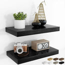 RICHFOCUS 16Inch Floating Shelves for Wall 2 Pack Shelves for Bedroom|Kitchen|Bathroom Wall Mounted Rustic Wood Floating Shelf with Invisible Brackets for Books|Storage|Decor, Black by CozyNest Decor