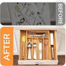 BAMEOS Bamboo Expandable Drawer Organizer, 5-7 Slots Kitchen Drawer Organizer, Adjustable Cutlery Tray for Utensils, Silverware & Flatware (Natural) by CozyNest Decor