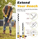 Auger Drill Bit for Planting 3 Pack with Extension - Spiral Hole Planter for Bulbs, Fence Posts, and Umbrella Holes - 3/8'' Hex Drive Drill- Gardening Hole Digger Yard Tools - Garden Drill Attachments by GreenHaven Gardens