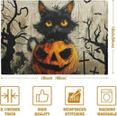 Halloween Black Cat Pumpkin 12x18 Placemats Set of 4 Happy Halloween Bat Branch Linen Table Place Mat Seasonal Fall Washable Heat Resistant Non Slip Table Placemats for Party Kitchen Dining Decor by CozyNest Decor