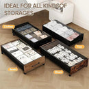 Wooden Under Bed Storage with Wheels, Rolling Under the Bed Storage Bins with Removable Lid, Metal Under Bed Drawers for Clothes and Shoes in Bedroom or Living Room(Walnut Brown-2pack) by CozyNest Decor