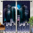 Superhero Rod Pocket Blackout Curtains for Boy Girl Bedroom, Violet Night Sky Buildings Cityscape Thermal Insulated Home Window Drapes for Living Room Darkening, 84x72 inch by TinyTreasures Baby Boutique