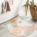 Lahome Boho Pink 3Ft Round Area Rugs - Soft Cute Small Circle Rug for Kids Nursery Room, Washable Non-Slip Botanical Print Circular Carpet for Sofa Playroom (Pink,3'x3') by TinyTreasures Baby Boutique