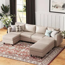 118.5" Faux Leather Modular Sectional Sofa, 7 Seater U Shaped Couch with Storage Seat with Reversible Chaise Deep Seat for Living Room Whitesand by CozyNest Decor