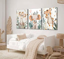 3 Pcs Safari Animals Nursery Canvas Wall Art Jungle Animals Cheetah Elephant Tiger Kids Room Illustration Pictures Wall Decor Posters Print Artwork for Classroom Boy's Girl's Room Bedroom by CozyNest Decor