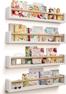 Nursery Book Shelves - 4 Pack, Wall Book Shelves for Bedroom, Kids, Play Room, Nursery Decor by TinyTreasures Baby Boutique